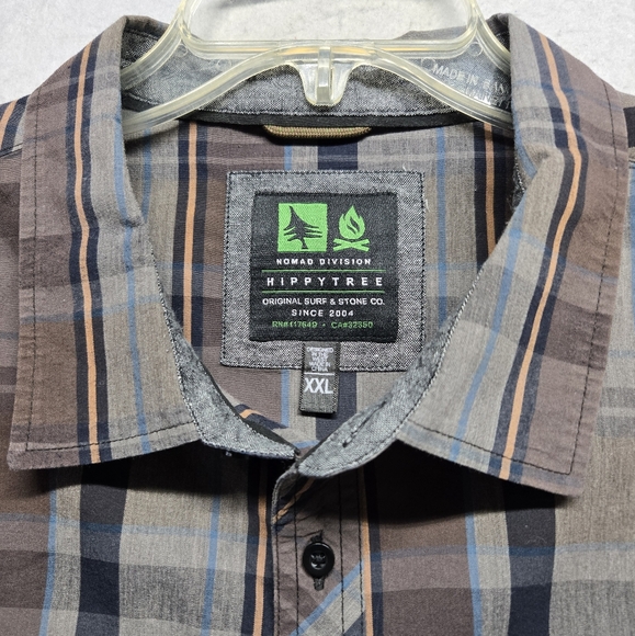 Hippy Tree Men's Short Sleeve Button Up Plaid Multicolor Shirt Sz XXL - Picture 4 of 9